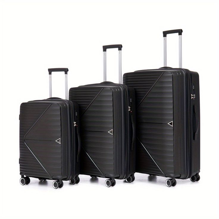 Temu｜Pp Luggage Sets 3 Piece, Expandable Carry On Luggage With Tsa Lock Airline Approved, Pp Materials Hard Shell And Lightweight Suitcase With Spinner Wheels